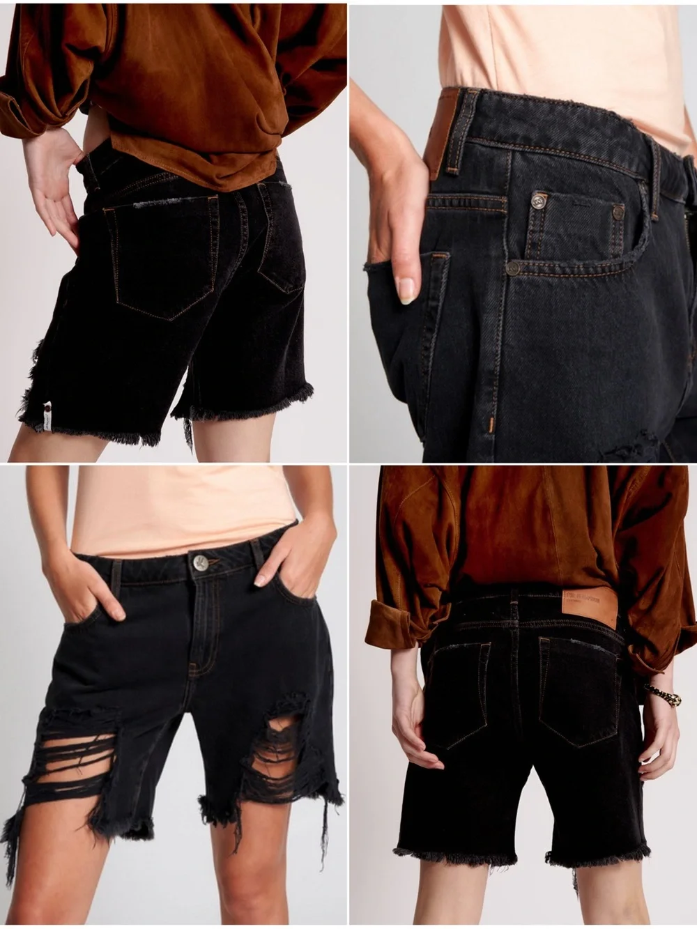 FREE PEOPLE ONE TEASPOON Low Rise Long Length Festival Boyfriend Denim Shorts 24
